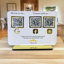  White 3 QR Standee | Google Review & Social Media | 6x8.5 Inch | 5mm Thick | NFC-Enabled.